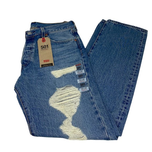Levi's 501 Original Regular Straight Leg Distressed 30 x 32 NWT - Picture 1 of 14